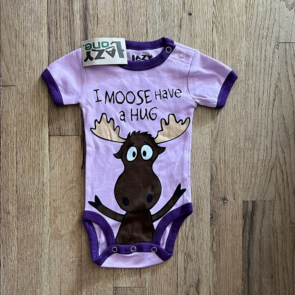Lazy One Lavender Moose Yellowstone National Park Infant Bodysuit 6 months